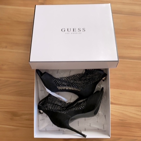 ✨ GUESS black high heels rhinestone shoes - Picture 3 of 14
